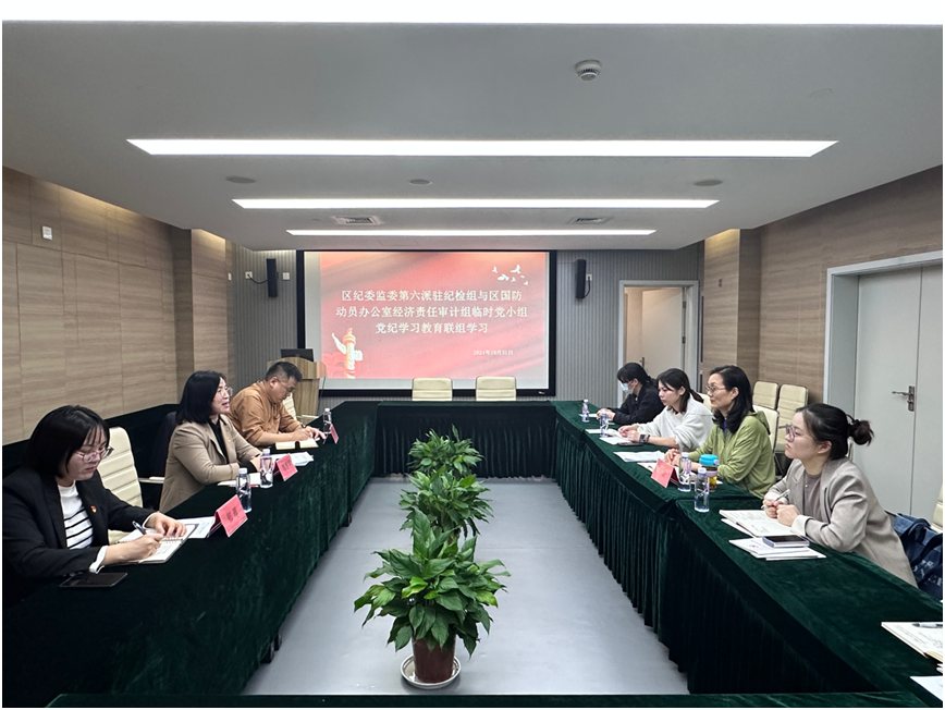 区纪委监委第六派驻纪检组与区国防动员办公室经济责任审计组临时党小组开展党纪学习教育联组学习